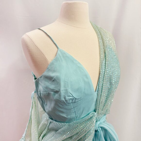Vintage aqua blue sequined maxi party dress - fits like a small - Picture 5 of 5